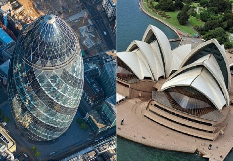 Six most famous buildings in the world from the aerial view