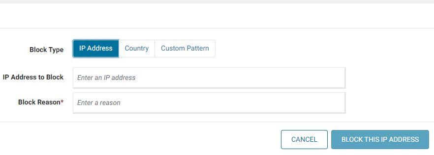 Add the IP adress in the box nd add the Block Reason.