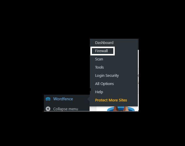 Click Wordfence and select firewall