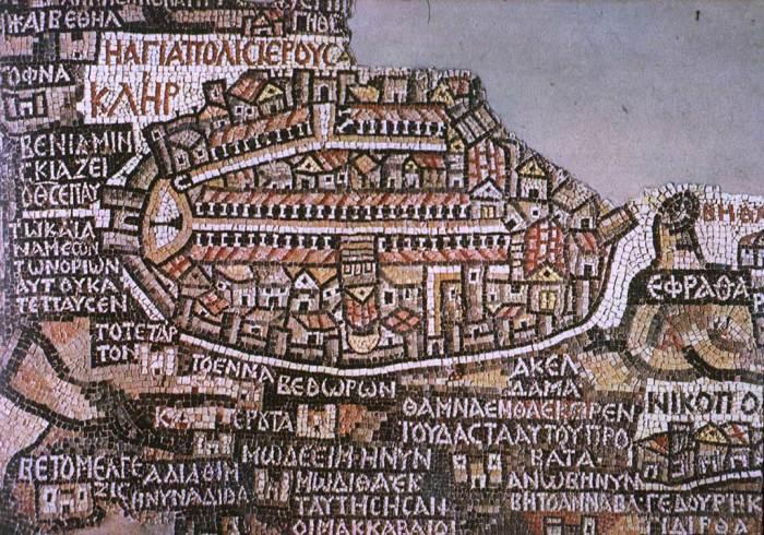 A beautiful and informative mosaic map from Madaba