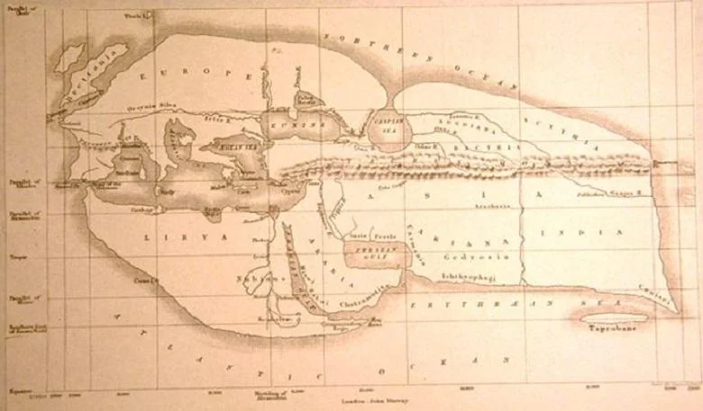 Scientists believe that the map of Eratosthenes looked like this