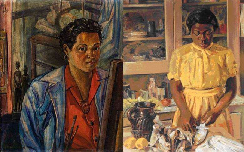 Self-portrait of Lois and a portrait of her friend