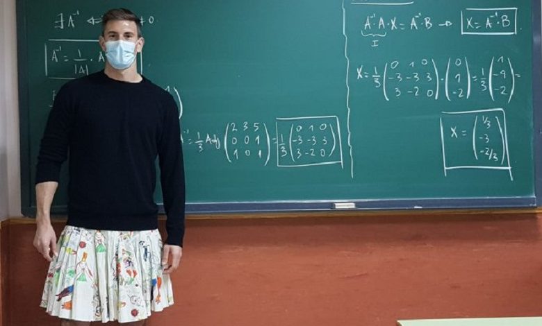 Why Spanish teachers stand in front of the class in skirts or dress