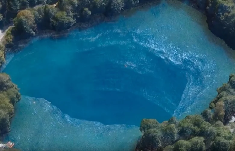 The lower lake is a colossal well