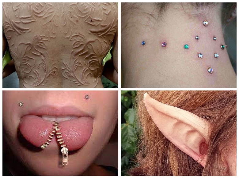 What are body modifications other than piercings and tattoos?