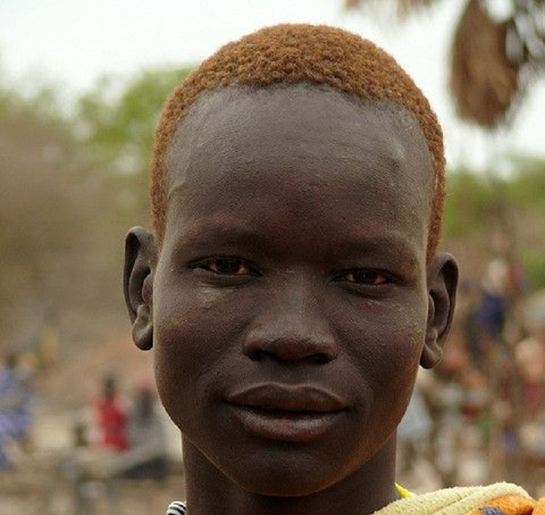 red-haired Dinka heads