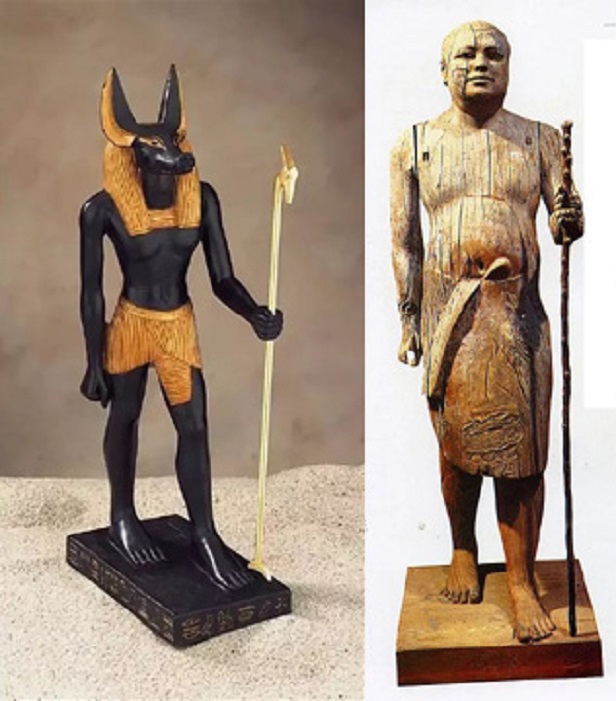 Why do Egyptian statues have the left foot forward?