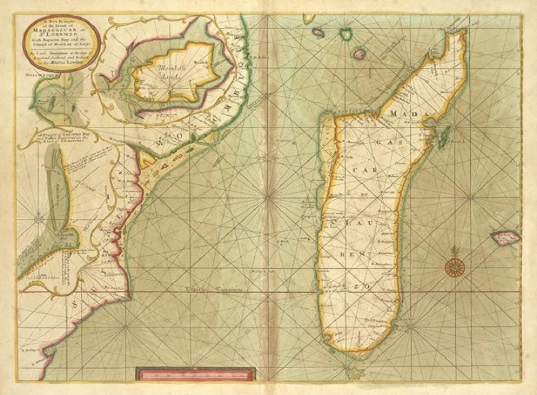 Map of the island of Madagascar, early 18th century