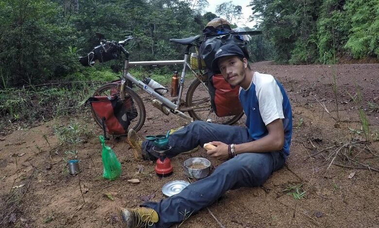 On his bike, Moroccan globetrotter Yassine Sqalli persists to travel all over Africa