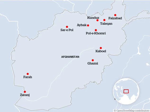 The ten provinces captured by Taliban