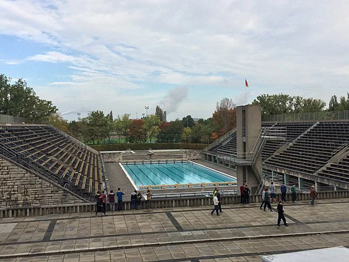 Swimming pool at the Berlin stadium, 2015.