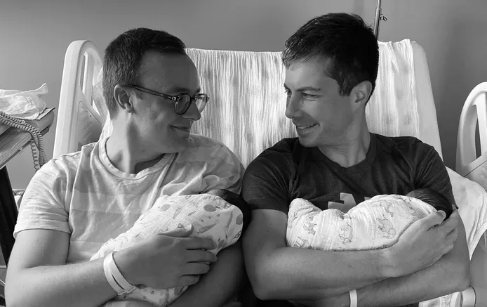 First openly gay US secretary proudly shows brand new twins