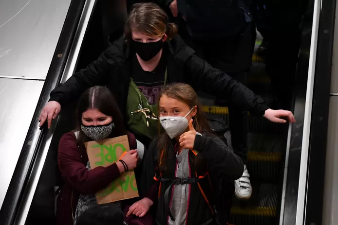 Greta Thunberg received like a rock star in Glasgow, police have to escort her out