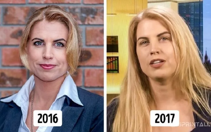 Elizabeth Parrish in 2016 and 2017