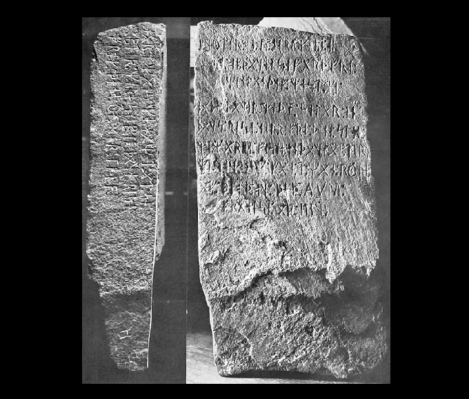 Photo of the Kensington Runestone, 1910.