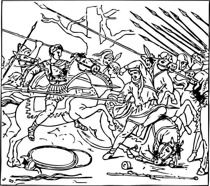 Alexander III the Great of Macedon in a battle.