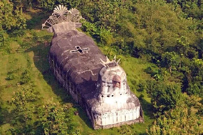 Mysterious chicken church in Indonesia jungle