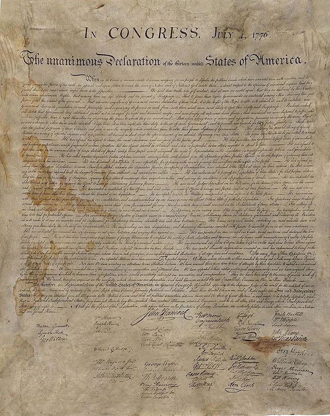 The first copy of the Declaration of Independence