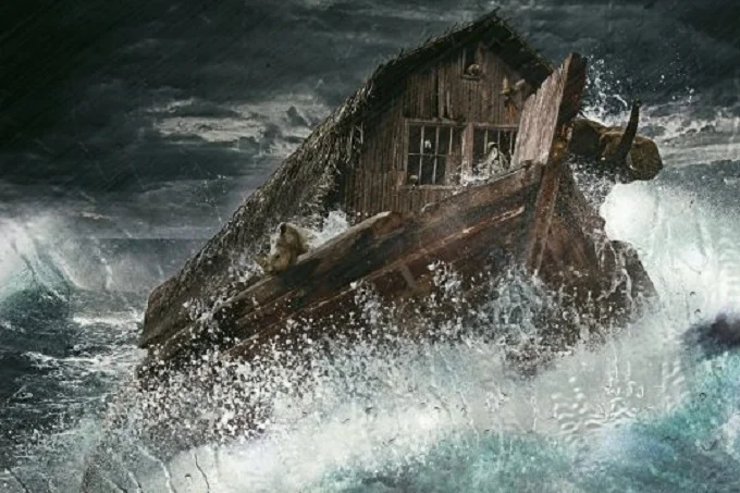 Noah’s Ark floating on the Great Flood