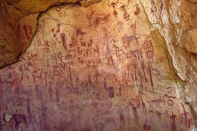Rock paintings inside the cave
