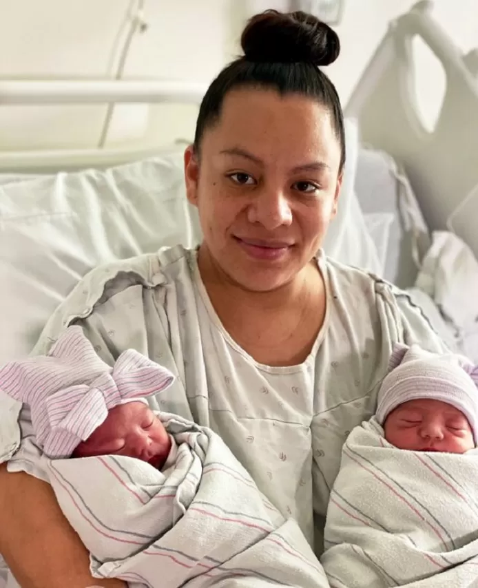 A proud Fatima Madrigal with her special twins.
