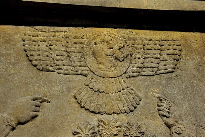 The main symbol of Zoroastrianism is the faravahar, the sun and the figure of a man with wings.