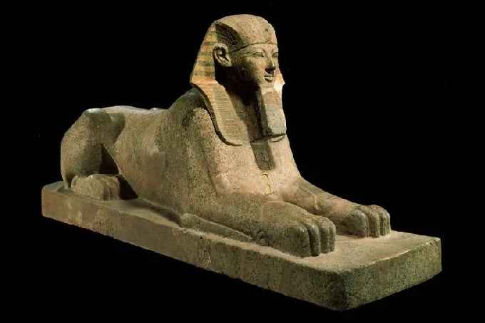The sphinx with the face of Hatshepsut.
