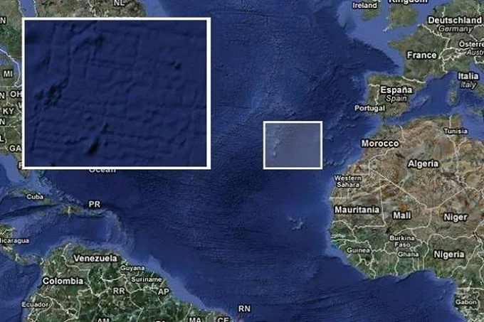 Atlantis must be located near Gibraltar, between Spain and Morocco.