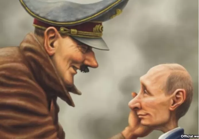 Ukrainian govt shares caricature comparing Putin to Hitler: “This is not a ‘meme,’ but reality”