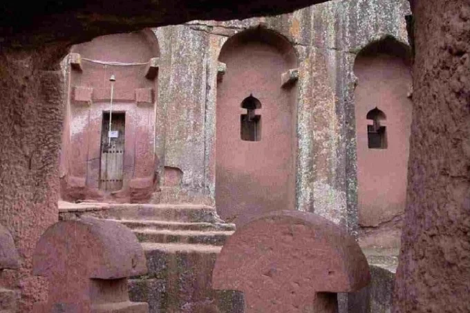 Lalibela is a mysterious monolith temple in Ethiopia