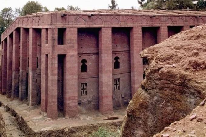 Lalibela is a mysterious monolith temple in Ethiopia