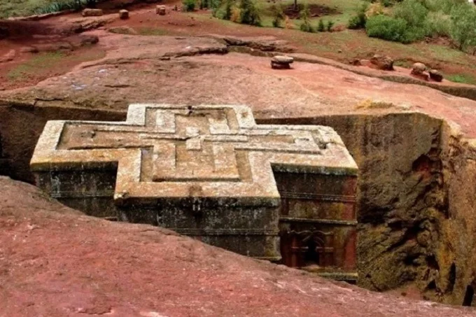 Lalibela is a mysterious monolith temple in Ethiopia