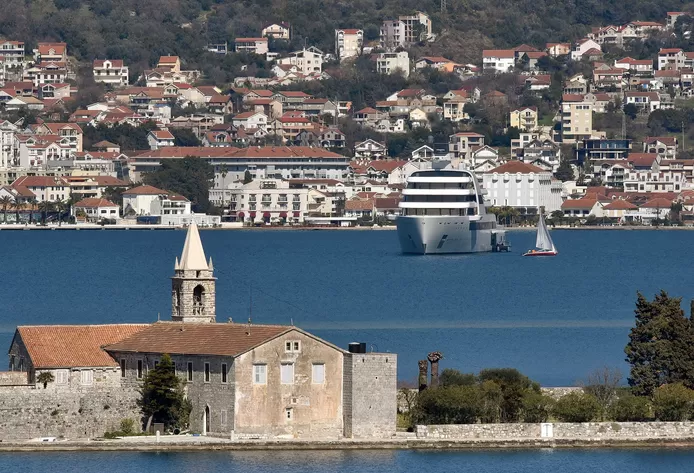 The superyacht Solaris was moored off the coast of Montenegro on March 12.