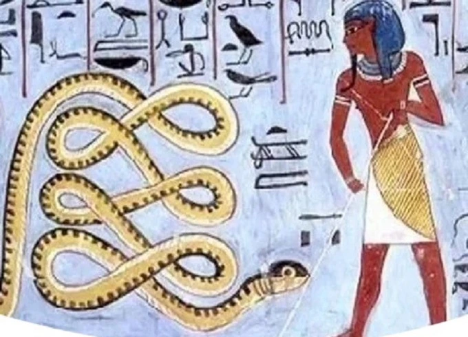 Egyptian sailor engages in a debate with a gigantic serpent