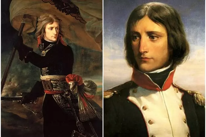 Left to right: Napoleon Bonaparte on the Arcole Bridge, Antoine-Jean Gros, 1796. \ Napoleon in 1792, portrait by Felix-Emmanuel-Henri Philippoteaux, 1834.