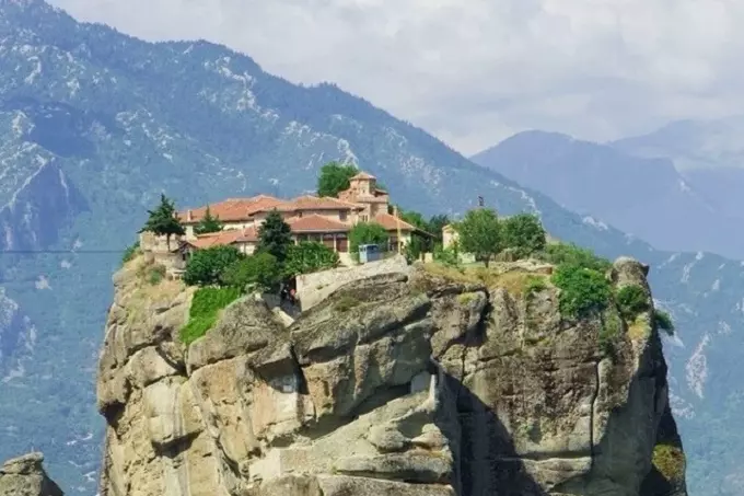The ancient Meteor monasteries on the tops of inaccessible rocks