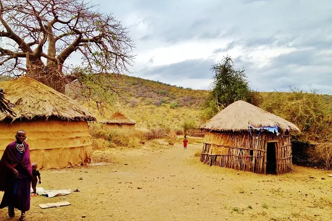 Some huts were built by the Maasai tribe