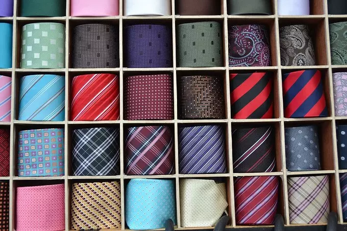 Different colors and designs of ties