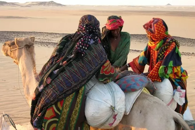 Toubou tribe traveling through Sahara desert