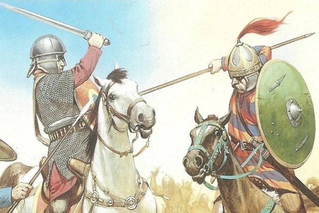 Roman and German warriors