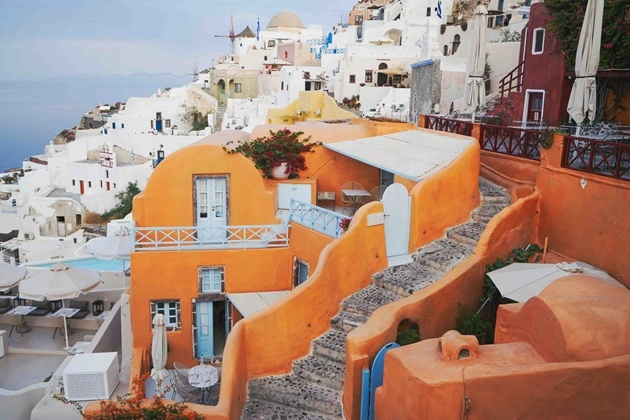 Orange houses in Greece