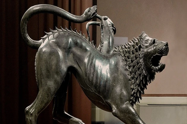 Chimera of Arezzo. Bronze statue of the 5th century BC. Archaeological Museum, Florence.