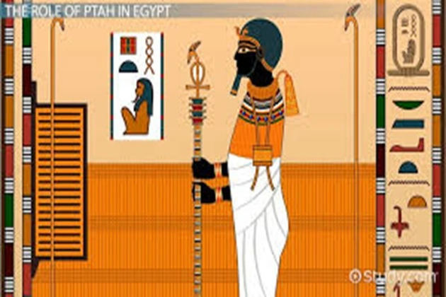 Ptah with Was in the form of a pillar.

