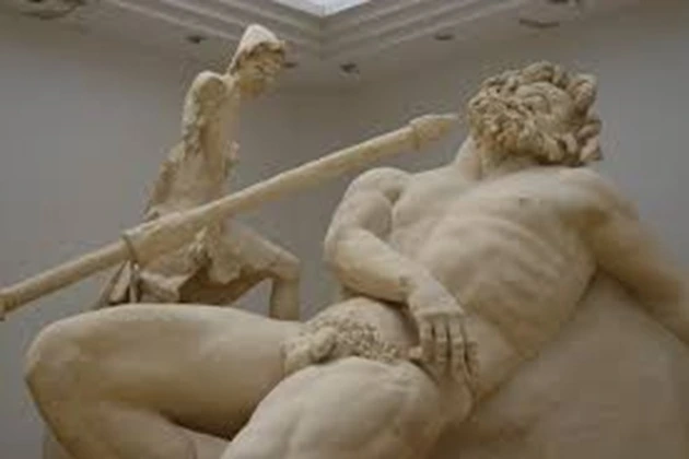 Statue depicting the blinding of Polyphemus.
