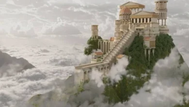 The mythical palace of the Greek gods on top of Mount Olympus in Greece.