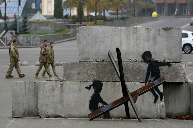 Banksy mural in Ukraine.