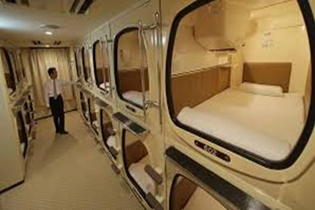 Sleep capsules in Japan.