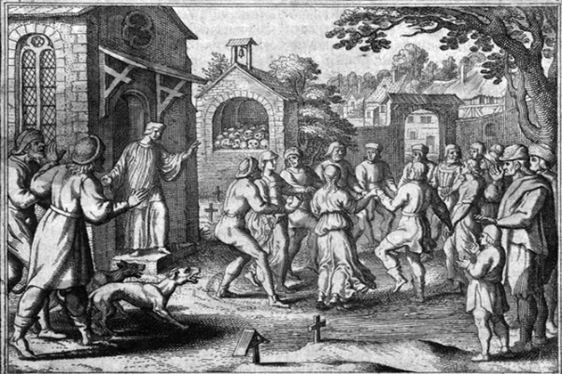 Strasbourg dancing plague were brought to the monastery