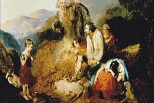 A family near a dead potato.