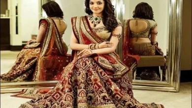 Red sari as a wedding dress.